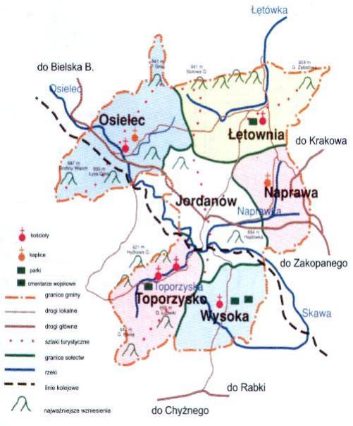 Mapa so�ectw w Gminie Jordan�w